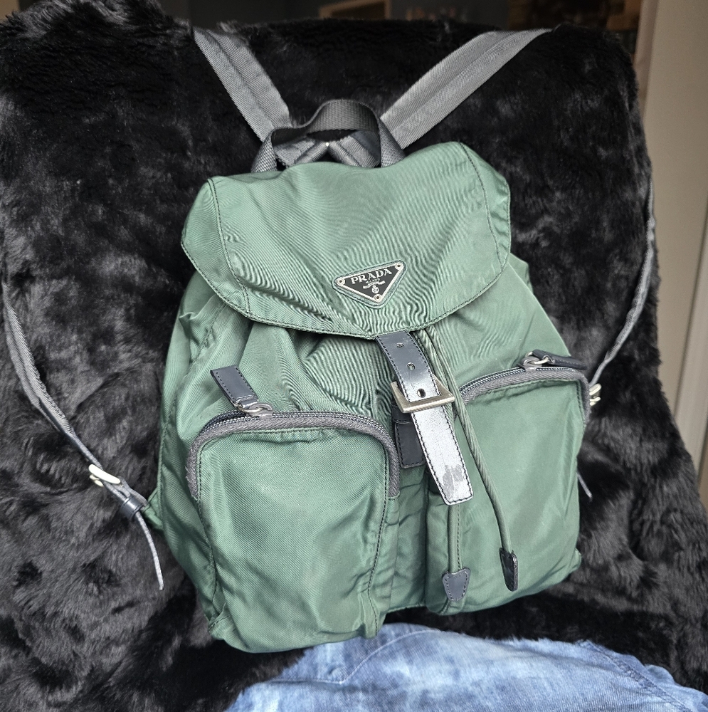 Authentic Prada Men's Forest Green Backpack